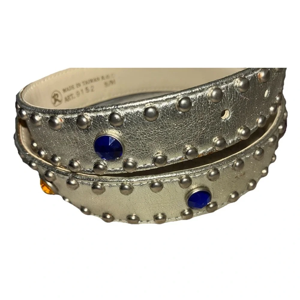 Vintage Belt Women's S/M Silver Rhinestone Belt Studded 80s Party Cowgirl 26-30